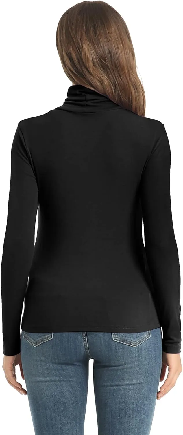 Women's Casual Long Sleeve Turtleneck Tops Slim Fitted Lightweight Base Layer Shirts