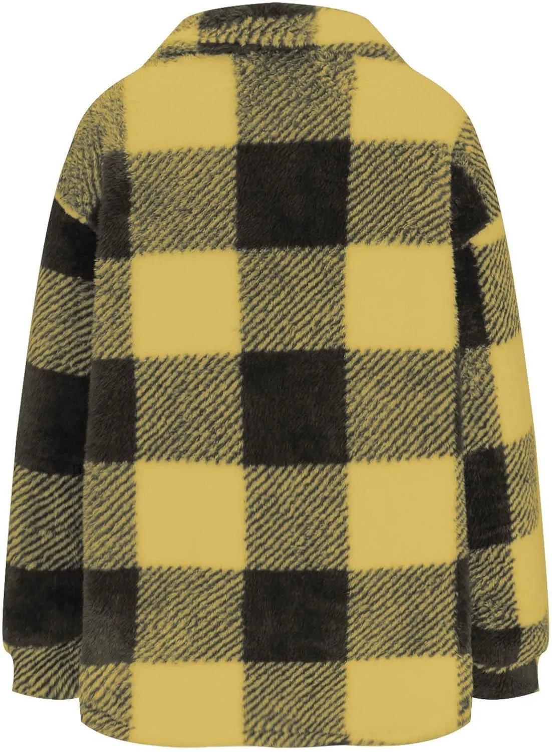Womens Fleece Plaid Shackets Lapel Button Down Jackets Casual Long Sleeve Flannel Shirts Trendy Clothes Fall Winter