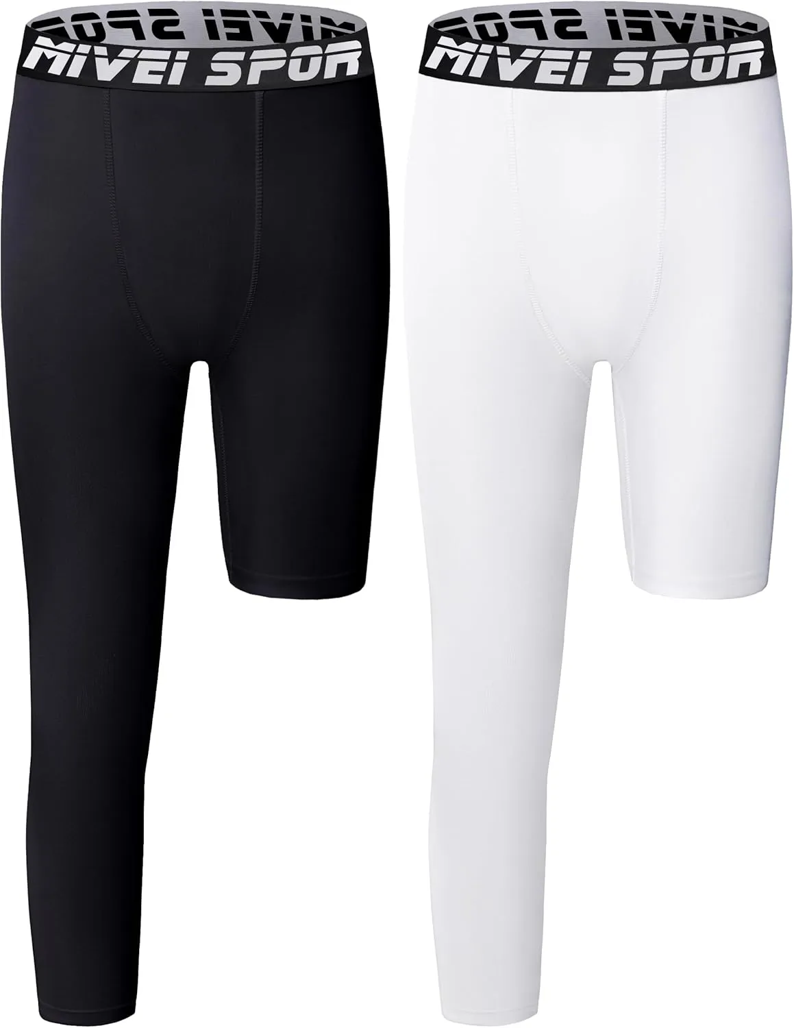 Youth Boys One Leg Compression Pants - 3/4 Kids Basketball Tights Girls Football Soccer Leggings Sports Base Layer