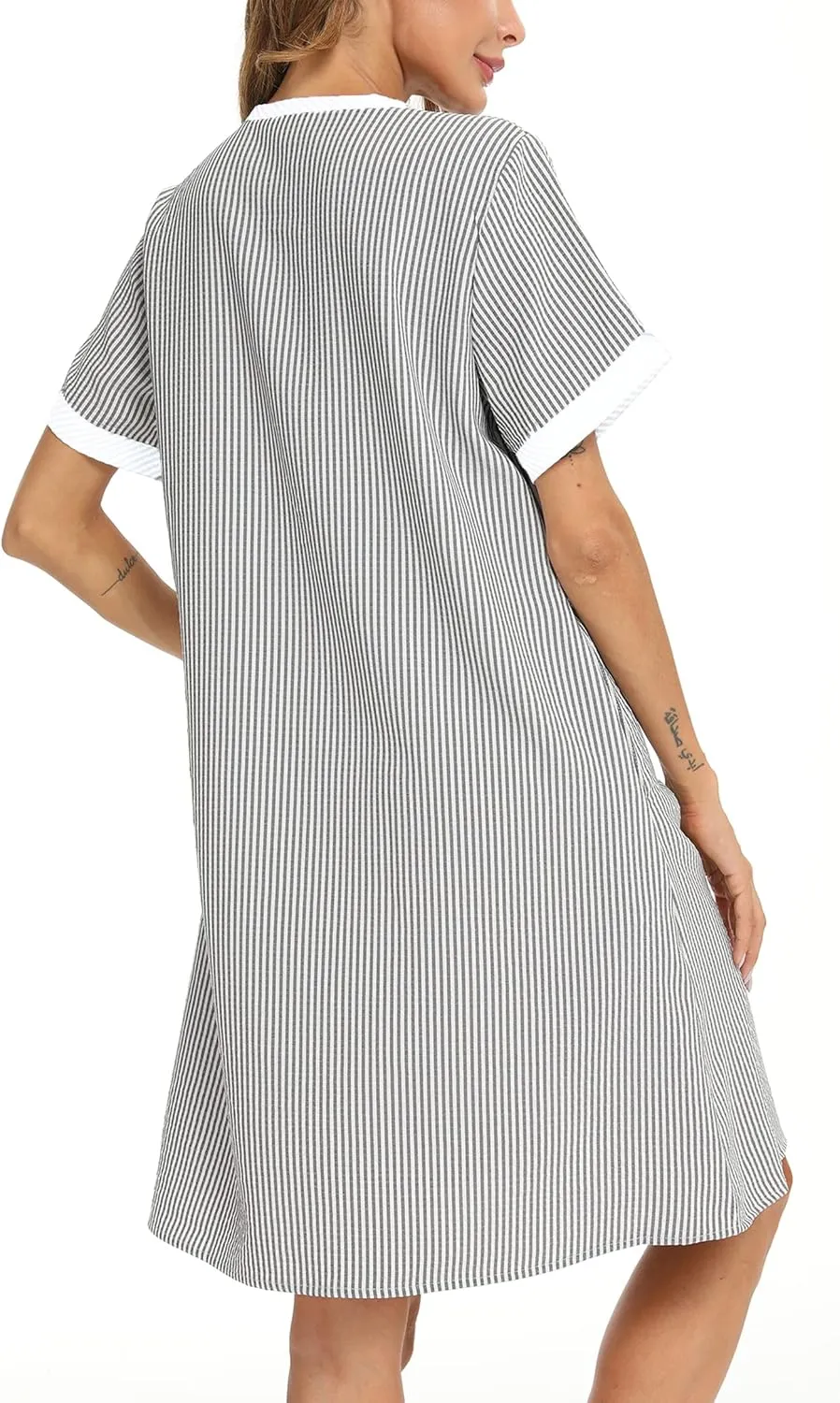 YOZLY House Dress for Women Short Sleeve House Coats Dusters Robe Moomoo nightgowns with Pockets